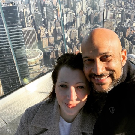 Elisa Pugliese with her husband enjoying time at Hudson Yards New York.